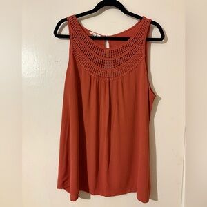 Maurices Terracotta Sleeveless Crochet Blouse